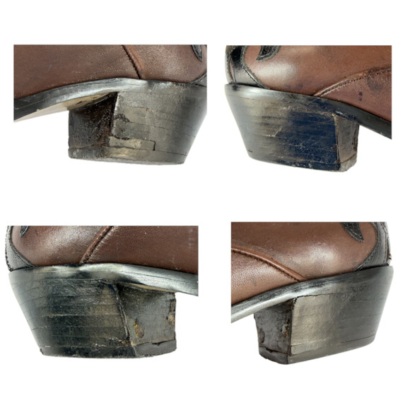 Bianco Ankle Boots Women 7M Brown Cuban Heel Leather Embroidered Western Stitch - Picture 10 of 12